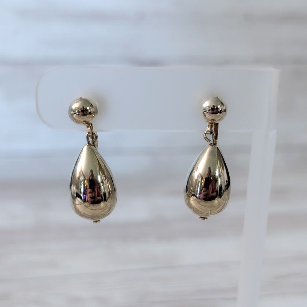 Vintage Screw Back Earrings - Gold Tone Statement Drop Dangle